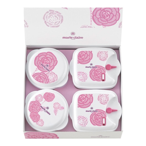 [保存容器] マリ・クレール ローズブルーミング 電子レンジ容器4pcセット