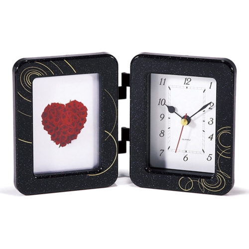 フォトフレーム時計（ゴールドライン）黒