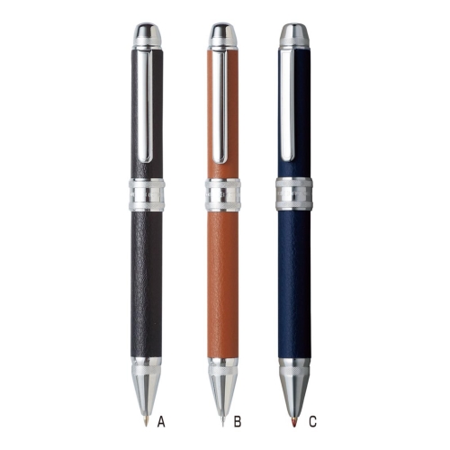 [ボールペン&シャープペン] プラチナ 3アクション 牛本革巻き