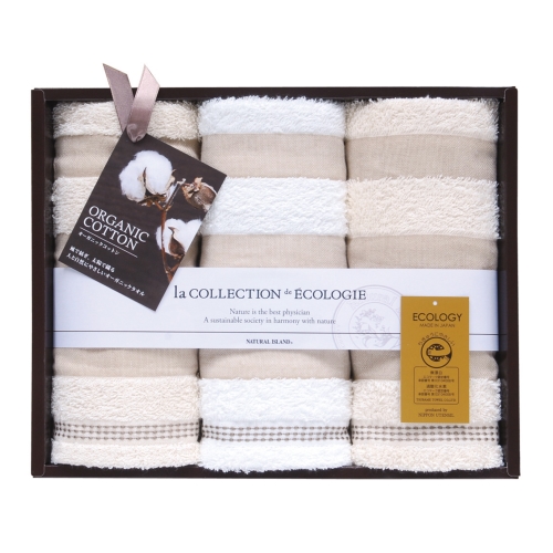 [フェイスタオルギフト] 泉州オーガニック エコマーク認定フェイスタオル3P