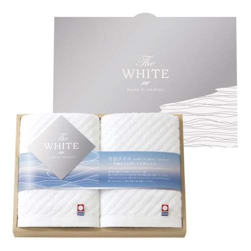 [フェイスタオルギフト] 今治 ザ ホワイト 木箱入りタオル