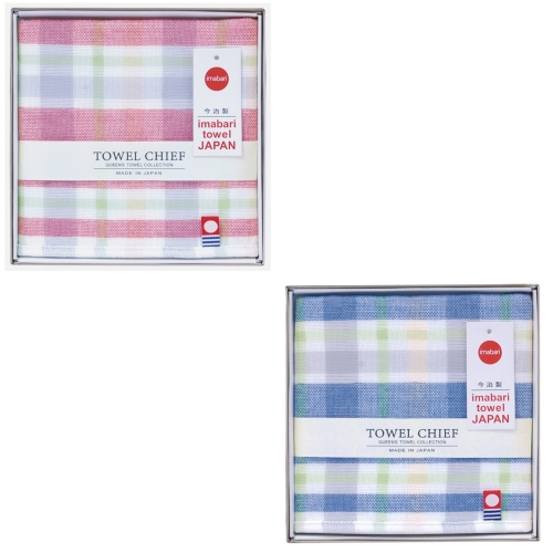 今治ガーゼ＆パイルタオルハンカチ（チェック）1P