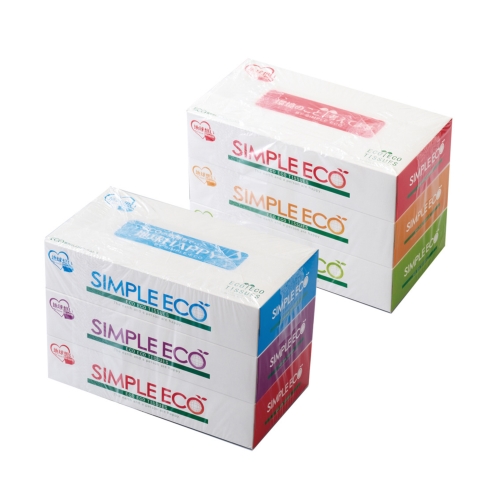 シンプルエコBOXティッシュ100W  3P