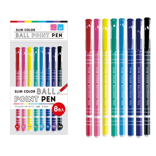 スリムカラーボールペン 8P
