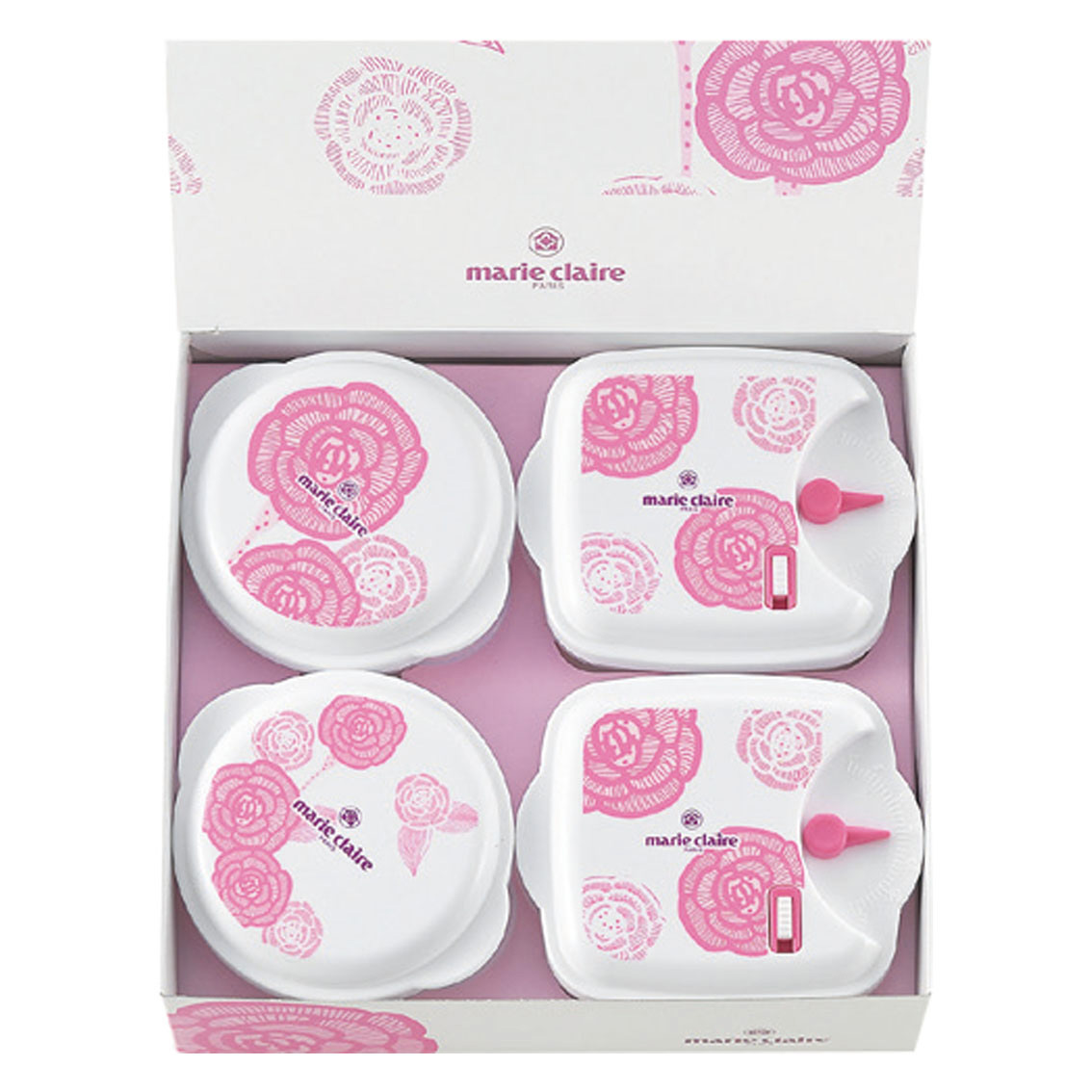 [保存容器] マリ・クレール ローズブルーミング 電子レンジ容器4pcセット
