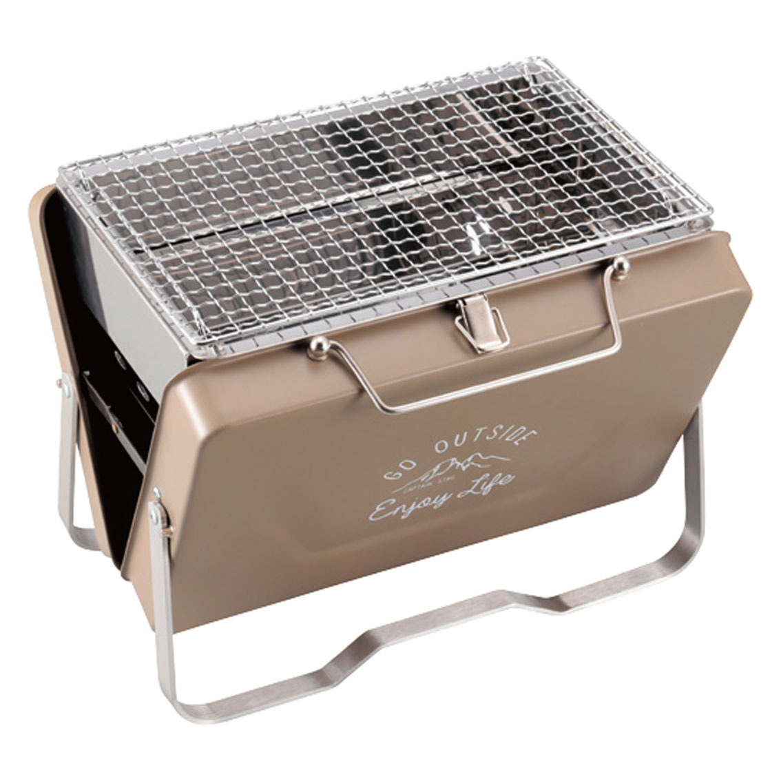 [アウトドア/レジャー] モンテ Ｖ型卓上グリル  （カーキ）