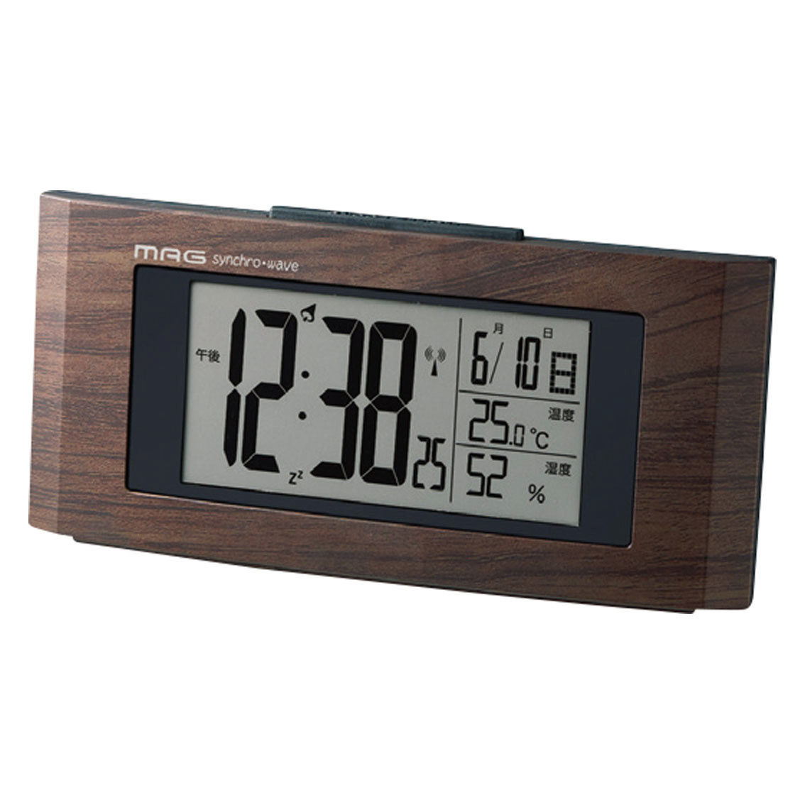 デジタル電波時計  ウッドライン