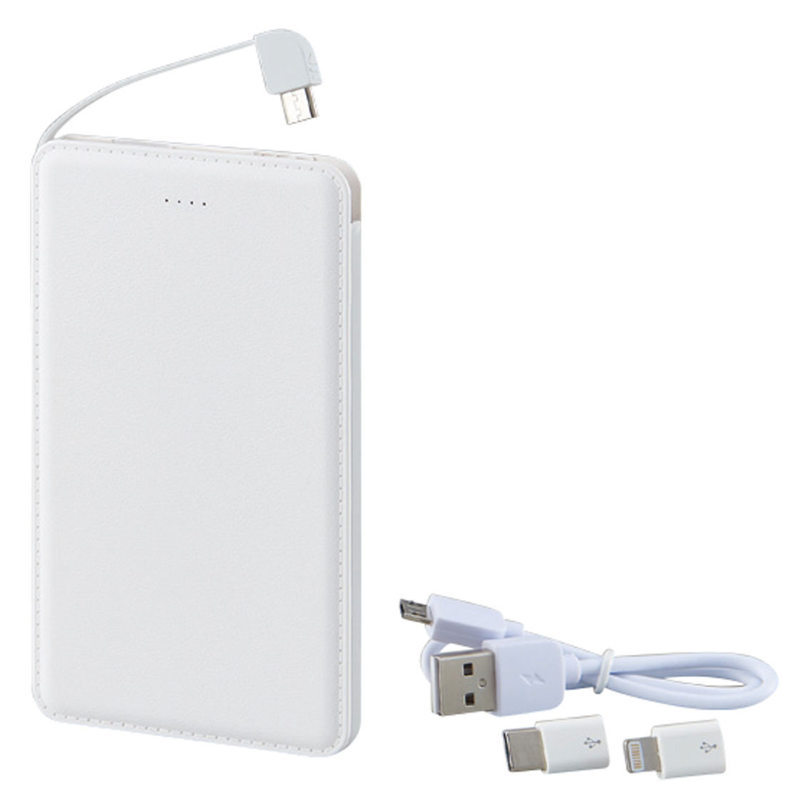 モバイルバッテリー5000mAh （iPhone用アダプター内蔵 USBType-C アダプター付）