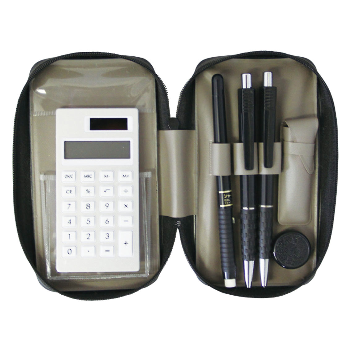 [文具セット] ブラック電卓付印章セット