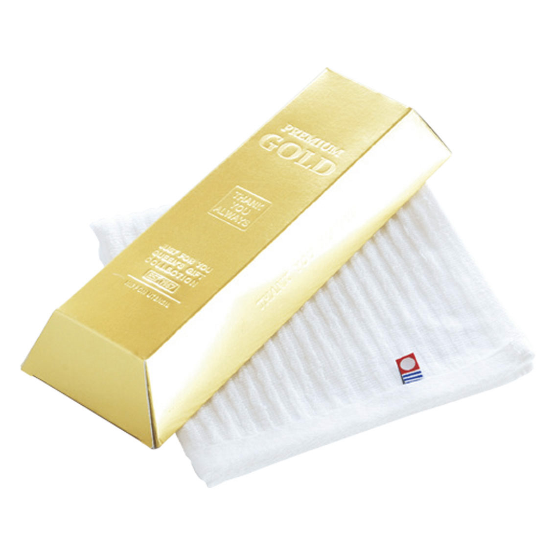 金塊でごあいさつ 今治純白ハンドタオル1P 金塊風パッケージ入り