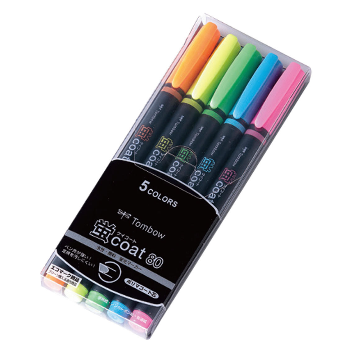 [お子様文具] トンボ 蛍光ペン蛍コート80 5色セット