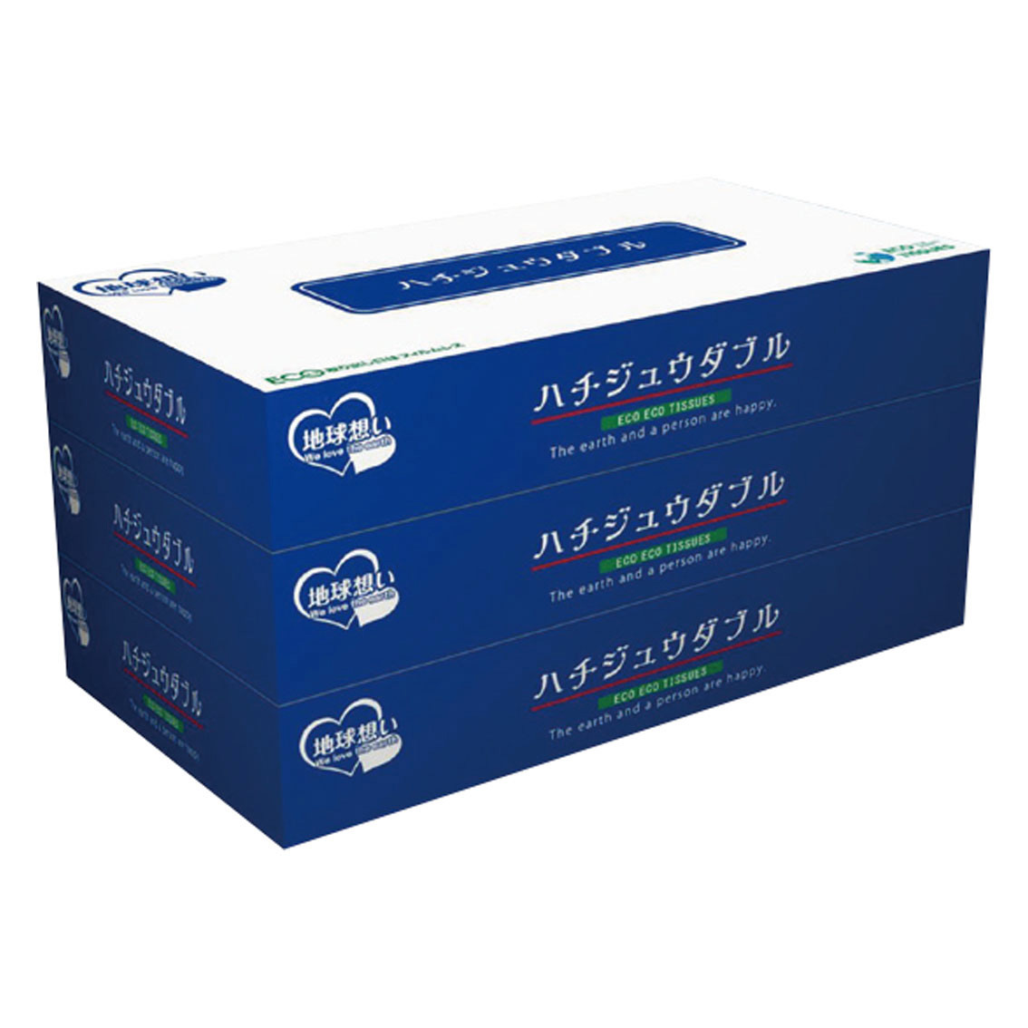 ハチジュウダブル BOXティッシュ80W 3P