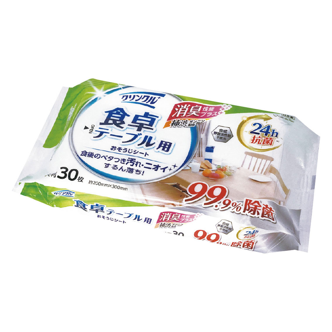 [粗品（クリーナー）] クリンクル 24h抗菌ノンアルコール 食卓テーブル用おそうじシート30枚