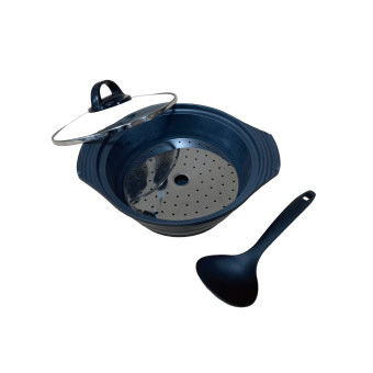 [調理器] 土鍋風＆蒸し器19cm お玉付