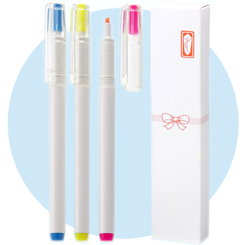 [粗品（文具）] 白軸・スリム蛍光マーカーペン（3P）のし箱入り 