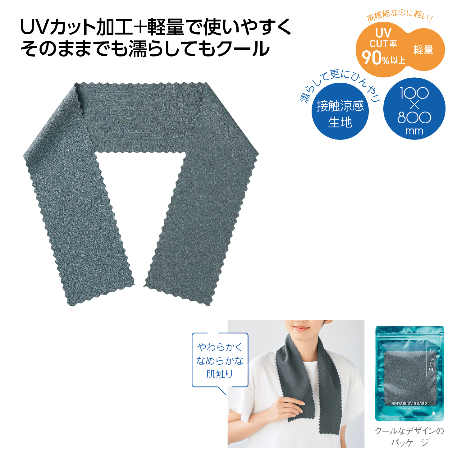 [熱中症対策] ヒンヤリUVガード スリムクールタオル