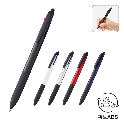 タッチペン付3色ボールペン（再生ABS）