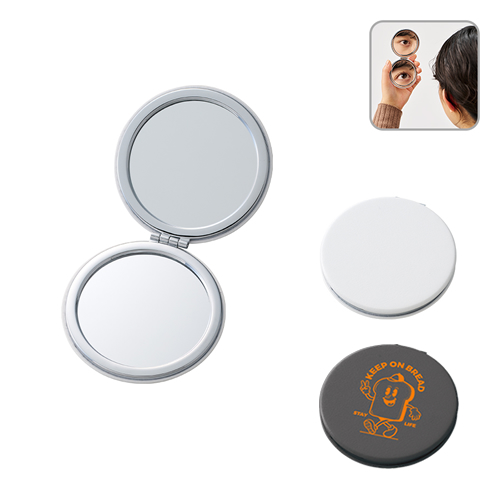 [鏡] 全面印刷できる合皮コンパクトミラー ラウンド（両面対応）