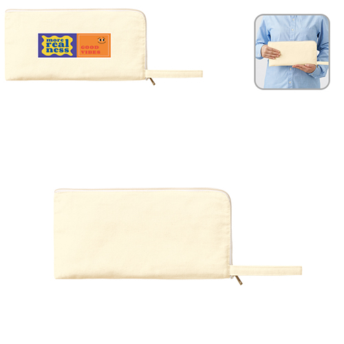 キャンバスL字ファスナーフラットポーチ（M）