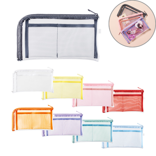 メッシュポケットクリアロングポーチ