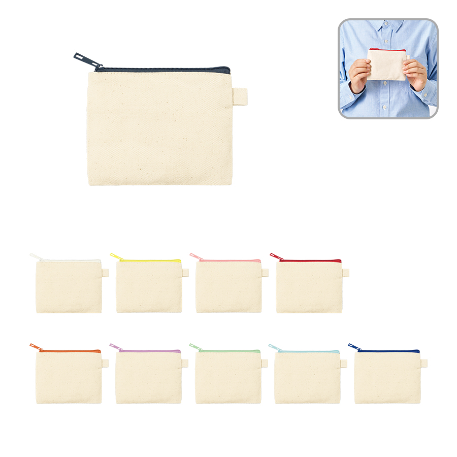 カラーファスナーキャンバスフラットポーチ（SS）