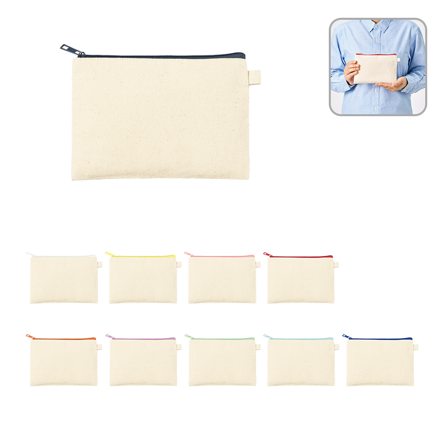 カラーファスナーキャンバスフラットポーチ（S）
