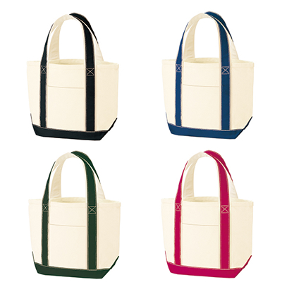 [ポケット付バッグ] キャンバスバイカラートート（S）