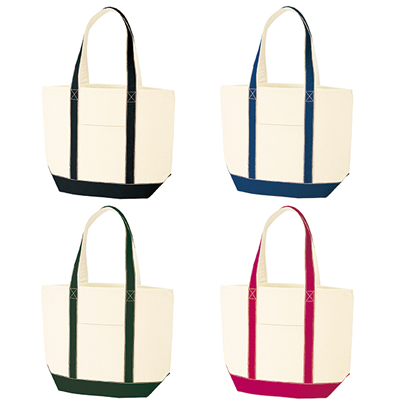 [ポケット付バッグ] キャンバスバイカラートート（L）