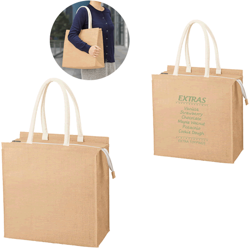 ジュート保冷スクエアトートュ（M）