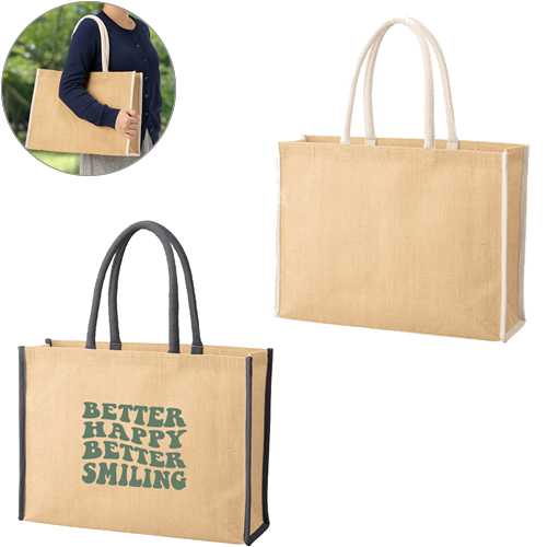 ジュートスクエアパイピングトート（L）