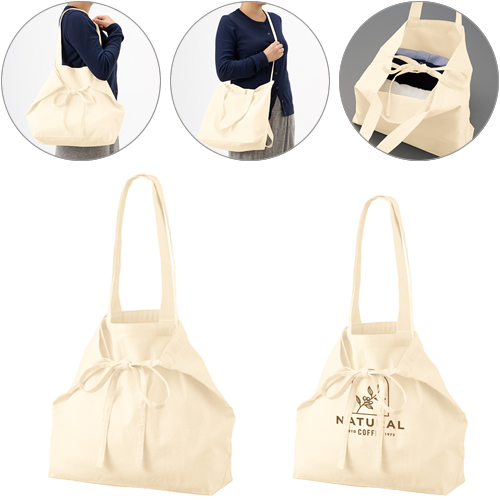 オーガニック厚手コットン紐リボントート