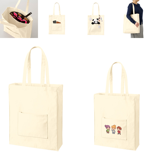 キャンバススクエアトート外ポケット付