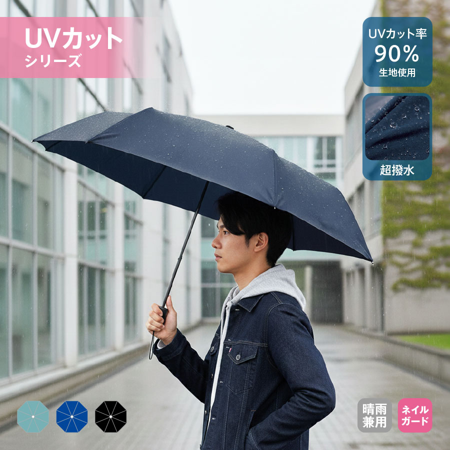 ひと振り雨粒サラッとUV折りたたみ傘