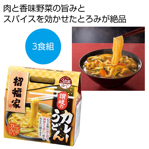 [うどんギフト] 招福家 感謝の麺 讃岐のカレーうどん3食