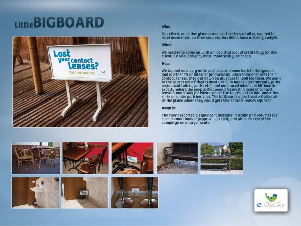 落としたコンタクトを探している人向けの広告。幾らなんでもターゲットを絞りすぎのような気がします(笑)。