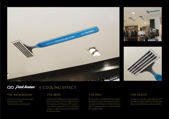 シェービング剃刀の屋内広告。よく見るとエアコンの吹き出し口がカミソリになっていて、とてもインパクトがありますw≪インド≫