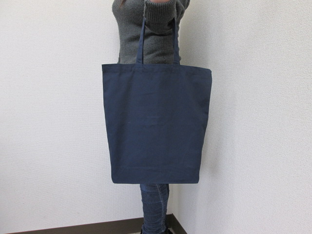 ノベルティ:厚手コットンバッグヘビーウェイト(L)マチ付 ネイビー