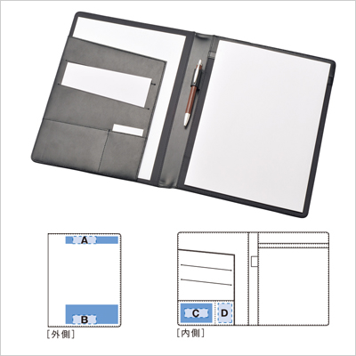 ノベルティ:レザーA4レポートパッドカバー ダークブラウン