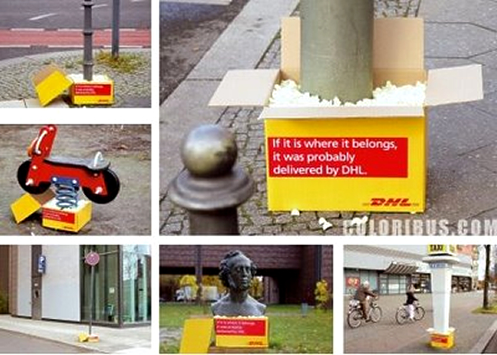 国際物流会社(DHL)の屋外広告。街に溢れる多くの物が、DHLで輸送されているそうです。<米国>