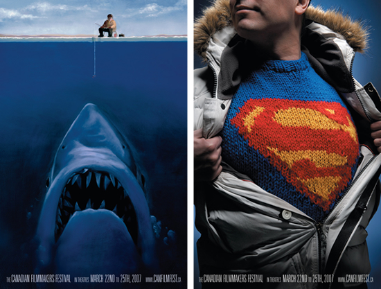 国際映画祭(Canadian Filmmakers Festival)の販促用ポスター。過去の有名受賞作のパロデイポスターは映画の楽しさを伝えたいようです。<カナダ>