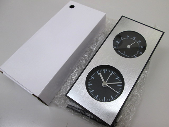 ノベルティ:アナログクロック&室温計 シルバー×黒