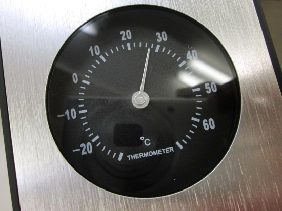 ノベルティ:アナログクロック&室温計 シルバー×黒