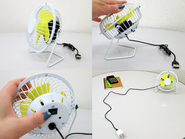 ノベルティ:卓上USB扇風機 アソート3色取混