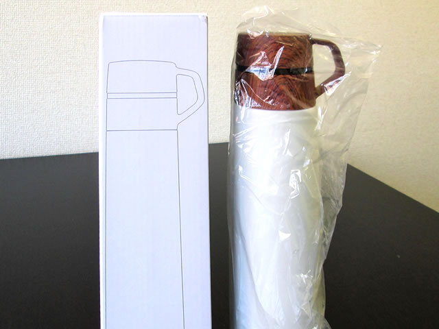 ノベルティ:木目調カップサーモボトル 500ml ブラック