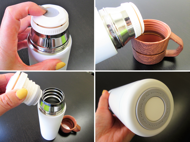 ノベルティ:木目調カップサーモボトル 500ml ブラック