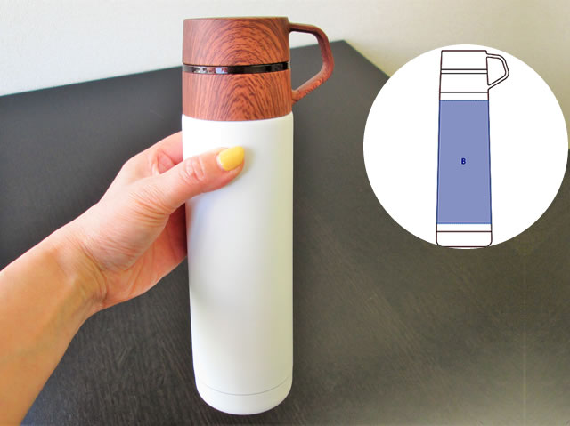 ノベルティ:木目調カップサーモボトル 500ml ブラック