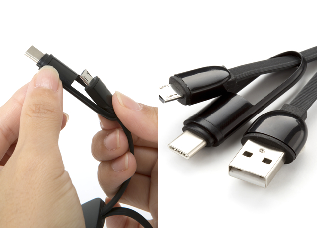 ノベルティ:USBケーブル スクエアホールド