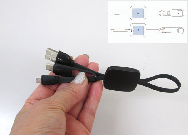 ノベルティ:USBケーブル スクエアホールド