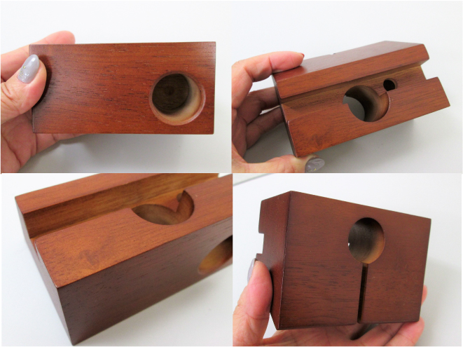 ノベルティ:ラバーウッドスピーカースタンド シングルホーン ブラウン