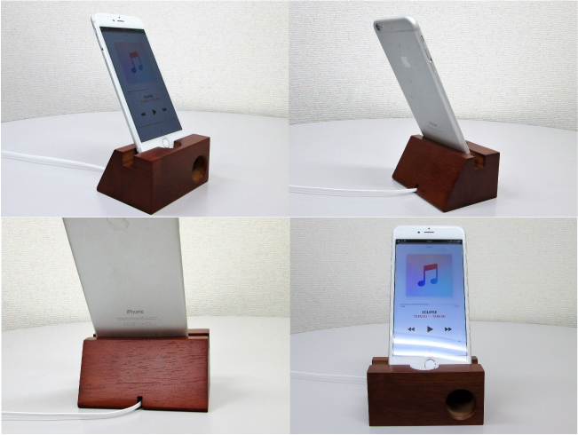 ノベルティ:ラバーウッドスピーカースタンド シングルホーン ブラウン